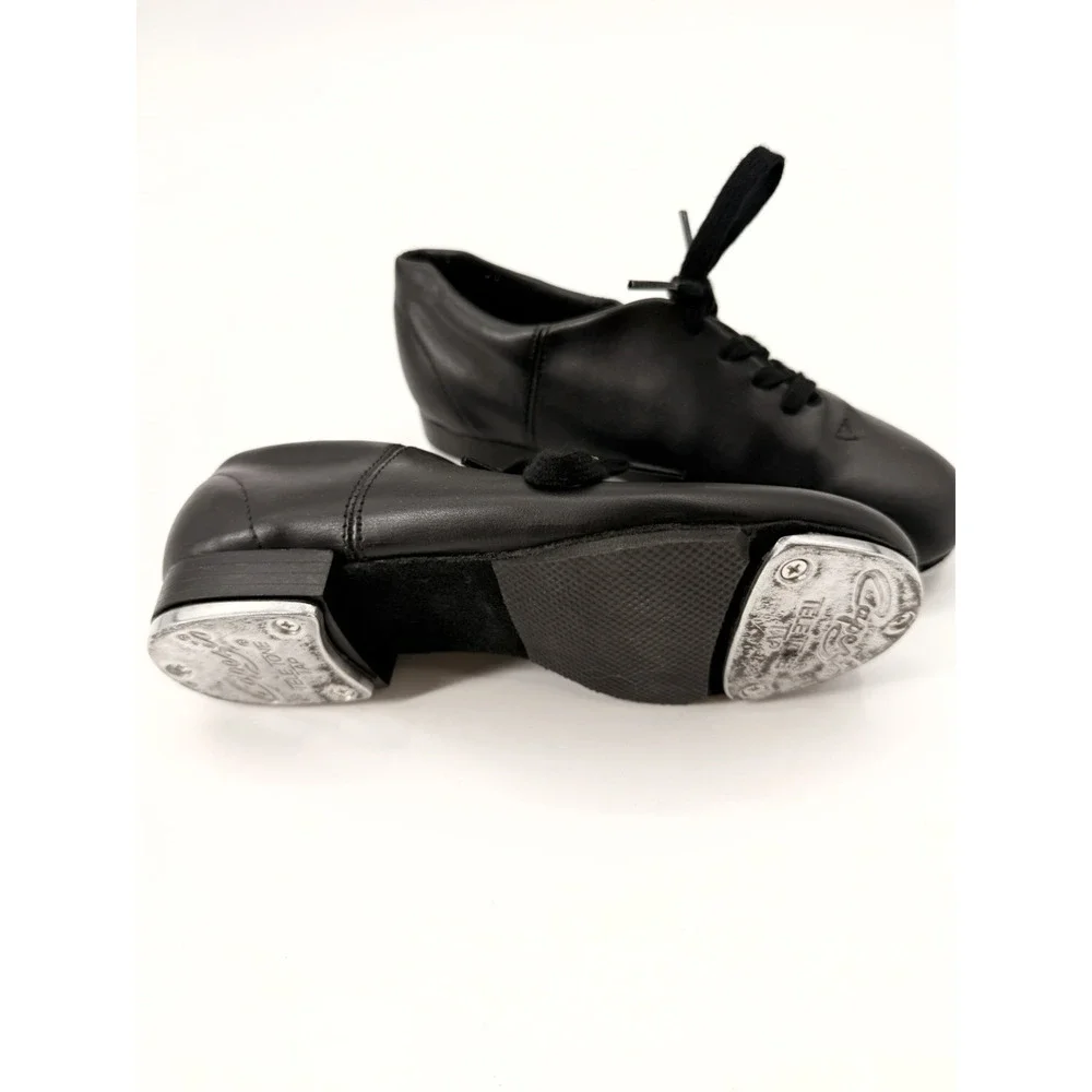 Capezio Tap Dance Shoes Kids Size 1 Wide Black Oxford Lace Up EUC